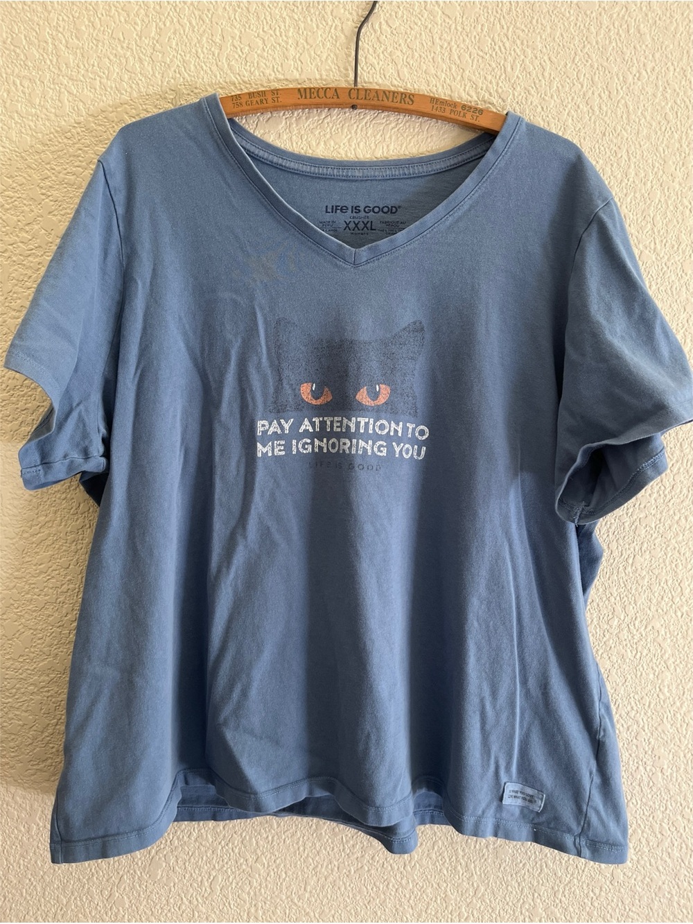 Life is Good Cat V Neck Tee Women’s Size XXXL